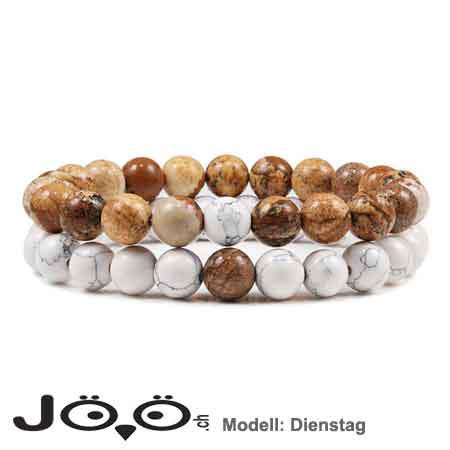 Bracelet double rang avec perles naturelles en pierre de lave modèle mardi