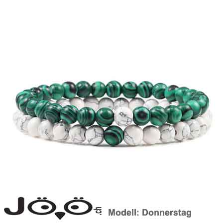 Bracelet double rang avec perles naturelles en pierre de lave modèle jeudi