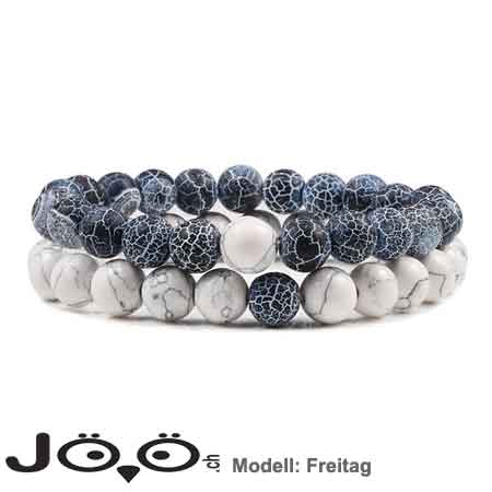 Bracelet double rang avec perles naturelles en pierre de lave modèle vendredi