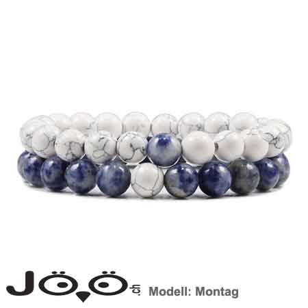 Bracelet double rang avec perles en pierre de lave naturelle modèle lundi