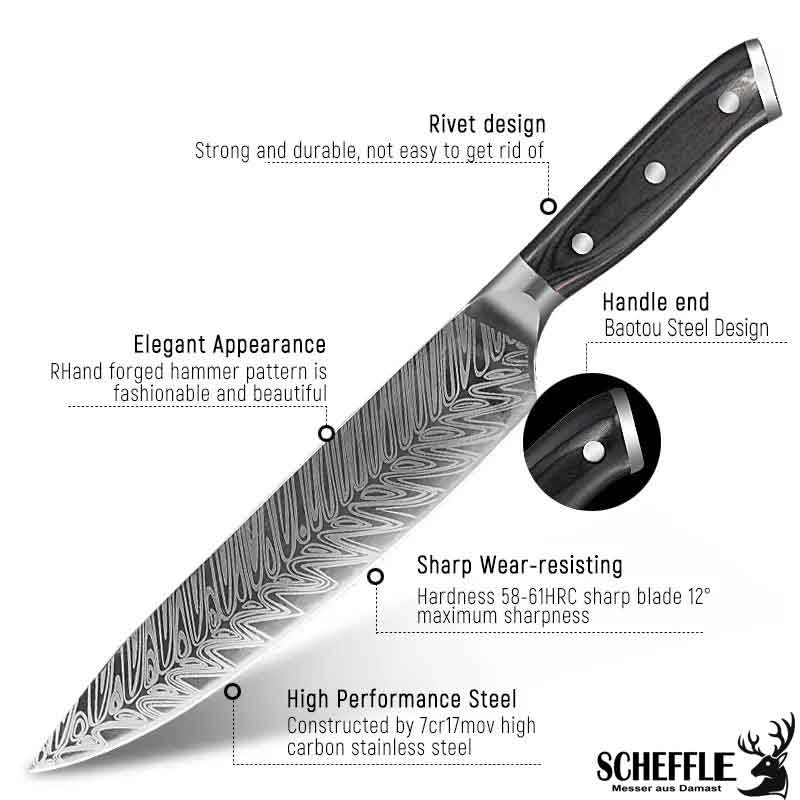 Damascus knives, also known as Damascus knives or Damascus knives, are highly regarded for their beauty, craftsmanship and sharpness. The term "Damascus" or "Damascus" refers to the type of steel used in the construction of the blade.